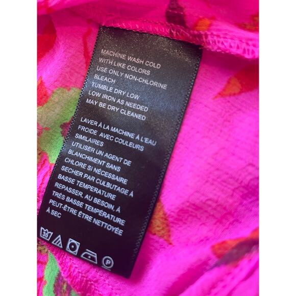 ECOTE Urban Outfitters Pink Floral Flutter Long Sleeve Ruffle Blouse Small Y2K - Picture 10 of 12